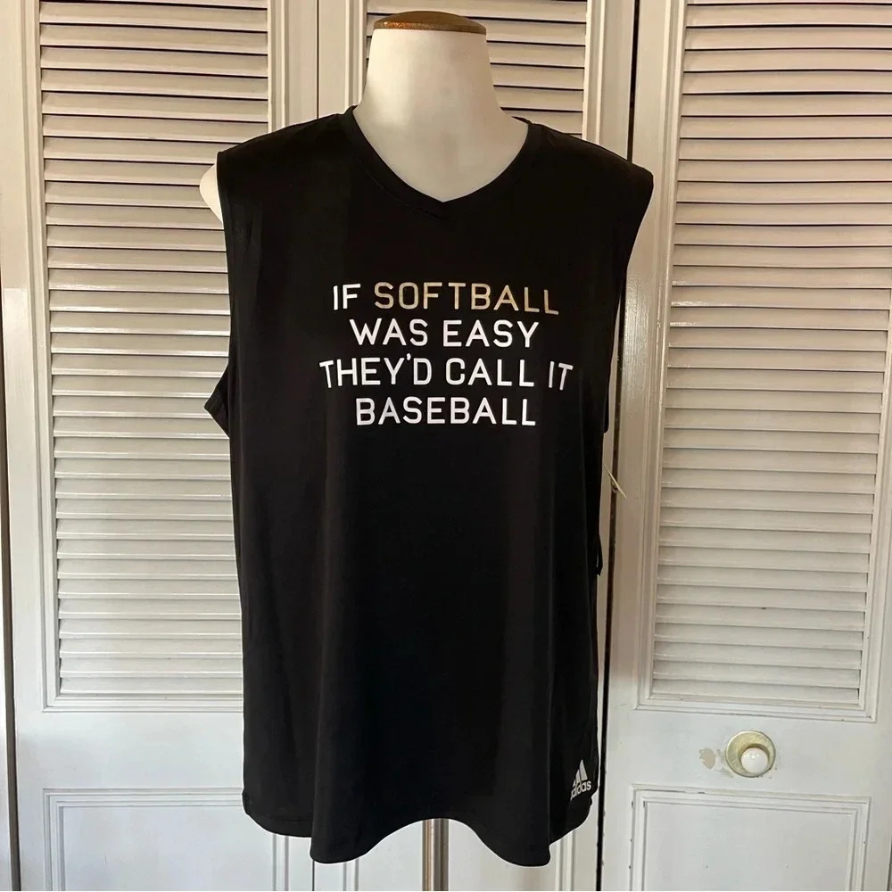 ADIDAS Funny SOFTBALL TANK Top Performance Athletic Women's Size L Large